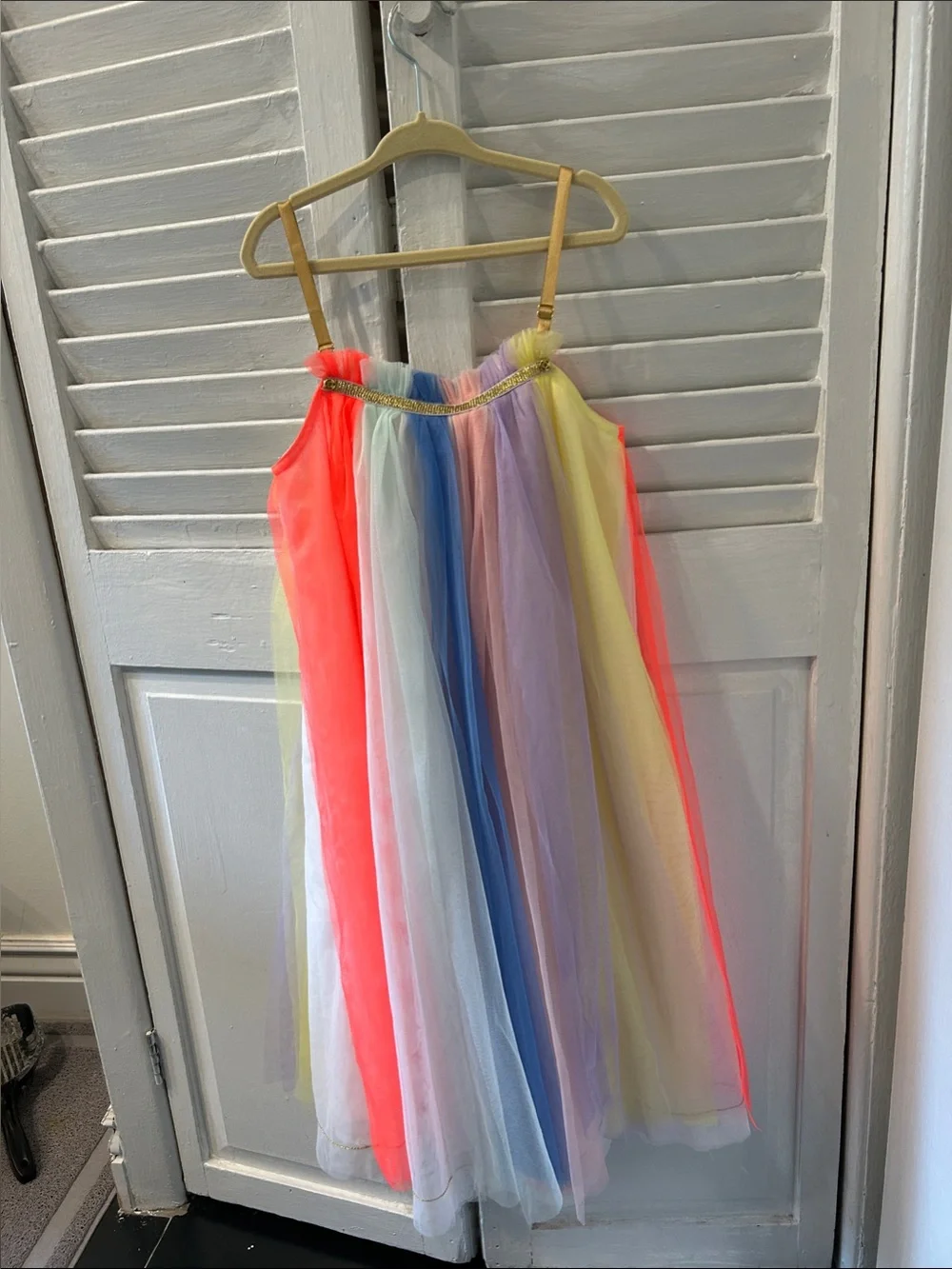 Meri Meri Rainbow Tulle Dress with Gold Straps